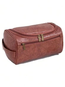 Personalized Toilet Bag - Travel Bag - Groomsman Bag - Leather Toiletry Bag - Men's Leather Travel Backpack - Gift For Dad - Men's Gift - Christmas Gift, Thanksgiving Gift, Valentine's Day Gift - Multicolor 2 - View 9