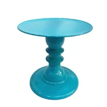 Mosaic Plate With Turned Base, 19.5 X 22 Cm, Decorative, ABS Plastic - Cadet Blue - View 2
