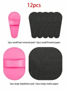 2-In-1 Hair Removal & Exfoliating Kit, Reusable Leg & Face Waxing Pads (2 Sizes), Physical Depilation Tools, Lip & Skin Fine Sandpaper, Face Epilator & Scrub, Face Shaver, Mini Trimmer & Waxing Set. Ideal For Christmas, Winter, Pink Theme, And Graduation Season. - Multicolor - View 7