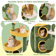 Butterslay 48.5″ H Oasis-Themed Cat Tree Fleece-Covered Cat Tower With Scratching Posts & Toys Cat House For Small/Medium Cats Green & Yellow - Xanh lá/Vàng - Xem 3