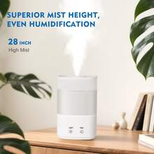 2升超声波空气加湿器，静音冷雾香薰机，360°旋转喷嘴，免提顶部加水，自动断电，适用于卧室及大空间 - 白色 - 查看 8