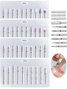 Russian-Style Edge Prep Emery Nail Drill Bits Set, Professional Manicure Tool Kit For Fast Gel Nail Removal, Cuticle Trimming, Dead Skin Exfoliation And Nail Surface Polishing - Multicolor - View 1