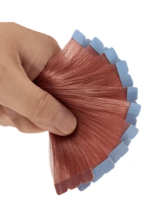 12-24英寸迷你胶带式真人发接发，直发，10片装，机器接发，Remy真人发，隐形胶带接发 - S玫瑰粉紅色 - 查看 8