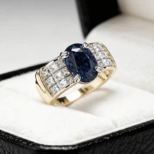 18K Gold Plated Elegant Ring With Blue And Clear Square Cubic Zirconia, Oval Shape - Luxury Copper Jewelry, Suitable For Wedding, Engagement, Anniversary, Valentine's Day Gift - Ring - View 11