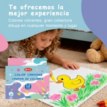 Crayones triangulares de 12 colores, de tamaño mediano, con colores vivos, excelente cobertura y menor propensión a romperse. Ideales para dibujos infantiles, proyectos artísticos en el hogar y la guardería, seguros y no tóxicos, con fácil aplicación del color. Adecuados para garabatear al aire creaciones dibujadas a mano, sirven como herramienta creativa para pintar. - Multicolor - Ver 11