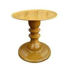 Mosaic Plate With Turned Base, 19.5 X 22 Cm, Decorative, ABS Plastic - Mustard Yellow - View 2