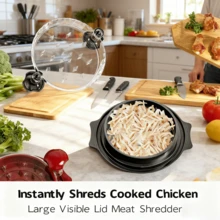 Chicken Shredder, 2026 Pro Chicken Breast Shredder Tool Twist Large,  Double Layer,Visible Meat Shredder Machine With Widened Anti Slip Mat Fix, Suitable For Tocas, Buffalo Chicken Dip, Dishwasher Washable - 黑色 - 查看 5