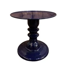Mosaic Plate With Turned Base, 19.5 X 22 Cm, Decorative, ABS Plastic - Navy Blue - View 2