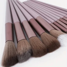 33/20/13/12pcs Brown Makeup Brush Set, Makeup Tool Kit: Includes 13pcs Brown Makeup Brushes, Powder Puff And Makeup Sponges. Different Types Of Brushes Can Achieve Precise Makeup. Daily Makeup Set, Travel Makeup Set, Includes Makeup Brushes, Sponges, Headband And Makeup Bag - Essential Cosmetic Set. Designed For Women, Convenient For Travel, Also A Practical Makeup Accessory. Great Valentine's Day Gift. - Multicolor - View 9