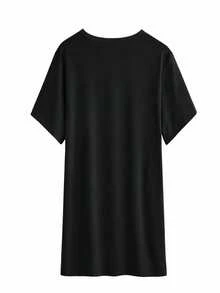 Camiseta de Manga Corta para Mujeres Estudiante Chica Camiseta Suelta Corta Verano Estilo Coreano Talla Mujeres de Mediana Edad Elegante Rejuvenecimiento de Edad Camiseta de Manga Corta Versátil Negra Talla Cuello Redondo Impresa Moda Casual - Blanco - Ver 7