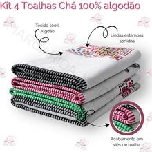 Toalhas de Chá Algodão 95x70 – Kit 4 Peças Estampas Sortidas - Visão 4