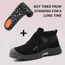 GUYISA 1 Pair Graphene Shock-Absorbing Deodorizing Insoles, Safety Shoes With Anti-Crush, Anti-Puncture, Wear-Resistant, Flame Resistant, Heat-Insulating Features For Welding Workers, EU Standard Steel Toe, Soft Rubber Sole, Slightly Heavy But Extremely ! (Shoe Size In CN, Please Note International Conversion! If Shoe Size Runs Large, Please Order One Size Down) - Black - View 11
