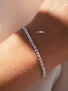 Luxurious Moissanite Tennis Bracelet - 15.5-19 Carat Lab-Grown Diamond, 925 Sterling Silvery, VVS1 Round Cut, Perfect For Daily Wear & Gifting - Tennis Chain - View 1