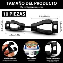 10 piezas Clip para guantes, sujetador de guantes, clips para guantes para trabajo, guantes de trabajo, para cinturón de servicio, para construcción - Negro - Ver 2