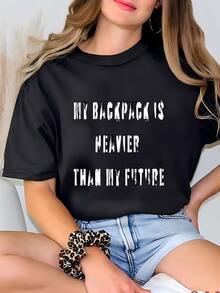 Womens Funny Student Hoodie – "my Backpack Is Heavier Than My Future" – Back To School Hoodie Gift T-shirt - Negro - Ver 2