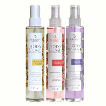 KIT 3 Body Splash Ameixa + Morango Champagne + Vanilla - Desodorante Colônia 390 ml