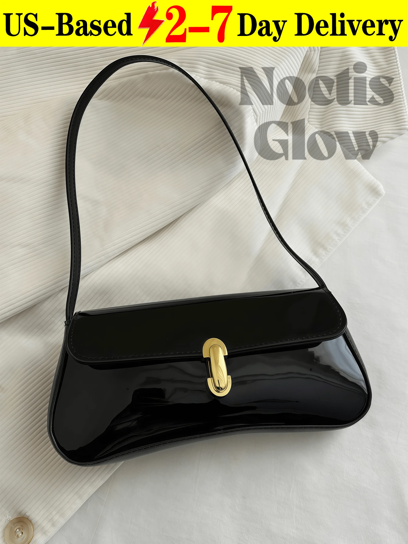 Women's Vintage Faux Oiled Leather Underarm Shoulder Bag With Buckle Metal Decor. It's An Elegant Underarm Shoulder Bag, Suitable For Dating, Outing, Party, Work, And Commute. This Retro - Inspired Vintage Bag For Women Can Also Be Used As A Valentine's Day, Thanksgiving, Or Christmas Gift. - 彩色 - 查看 1