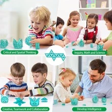 5-Sided 12pcs/3-Sided 20pcs Magnetic Building Tiles, Magnetic Ball Toys, STEM Learning Blocks, Fun Puzzle Toys, Creative Game, Structural Cognition, Inspire Creativity And Brain Development, Suitable For Holiday Gifts, Christmas Gifts, Birthday Gifts, Easter Gifts, Valentine's Day Gifts, For Children 3+ Years Old - Multicolor Magnetic Cube - View 9