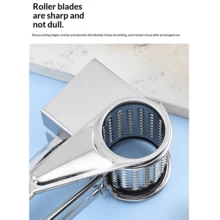 Rallador de queso de acero inoxidable - Rallador de queso rotativo manual con cuchillas reemplazables, herramienta de cocina de metal duradera, preparación fácil de queso para uso doméstico y de restaurante, rallador de queso - Multicolor - Ver 9