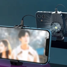 Enfriador para teléfonos gaming, enfriador para teléfonos móviles, almohadilla de refrigeración de doble ventilador de gran superficie, enfriador para teléfonos con doble batería, enfriador para mandos, ventilador de refrigeración universal para teléfonos, enfriador para teléfonos dedicado a la transmisión en directo, apto para dispositivos Android e iOS, sistema de refrigeración por aire. - Negro - Ver 10