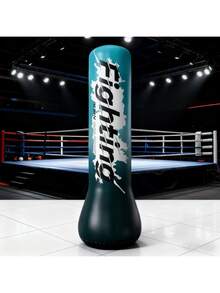 1pc Thick PVC Inflatable Punching Bag, Freestanding Stress Relief Punching Bag For Home Fitness, Boxing Equipment - Baby Blue - View 4