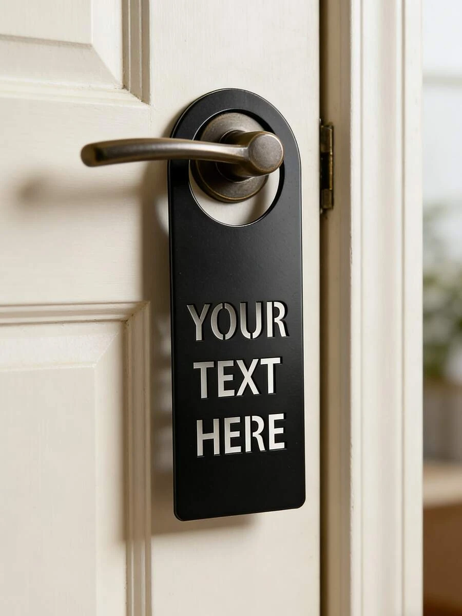 1PC/3PCS/5PCS Black Metal Do Not Disturb Door Sign, Custom Hotel Room Hanger, Business Or Home Sign - Black - View 1