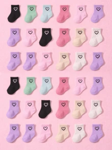 10双装婴儿袜，幼儿袜，女婴袜，男婴袜，纯色保暖，美拉德染色系列，秋冬季防寒袜，送给男孩女孩的最佳礼物 - 彩色 - 查看 6