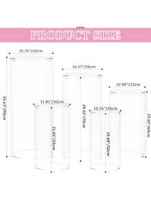 Cylinder Pedestal Stands For Party 3Pcs Clear Large Round Cylinder Tables For Parties Pedestal Stand Display Plinth Pillars For Wedding Birthday Party Art Decor - 兩種尺寸 - 查看 2
