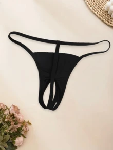 1 chiếc quần lót dây gợi cảm không đáy dành cho nữ, in chữ "I LOVE MY HUSBAND", chất liệu co giãn, thoáng khí, thoải mái, thích hợp cho ngày Valentine. - màu đen - Xem 2