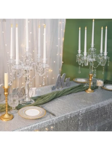 Crystal Candle Holder - 5-Arm 14 Inch Crystal Taper Candlestick Candelabra - Centerpiece For Home Wedding Event And Party Festival - 透明 - 查看 5