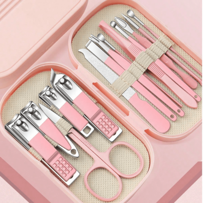 8pcs Family Manicure Care Set In Pink/Blue/Green, Suitable For Women, Men, College Students, Elderly, And Frequent Travelers, Great Gift For Christmas, Valentine's Day, And Mother's Day