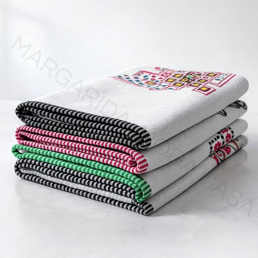 Toalhas de Chá Algodão 95x70 – Kit 4 Peças Estampas Sortidas - Visão 1