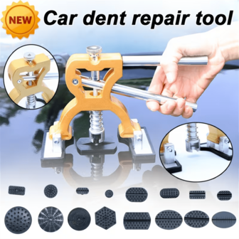 Car Dent Repair Tools Paintless Body Dent Repair Kit With 16 Spacers - Adjustable Golden Puller For DIY Paintless Dent Repair, Easy To Repair Hail Damage And Most Minor Body Dents.