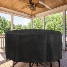 1pc Round Patio Furniture Covers, Waterproof Outdoor Furniture Set Covers For Patio Table & 4 Chairs Set Garden Round Table Dining Cover, Women's Day, Travel Essentials, Wedding Favors, Y2k, Bedroom, Car Accessories Women, Kitchen Decor, Kitchen Decor, Household Items - Black - View 11