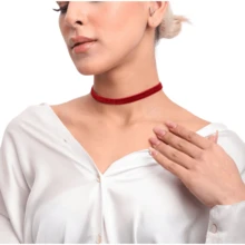 Smooth Velvet Choker Necklace - Đỏ - Xem 5