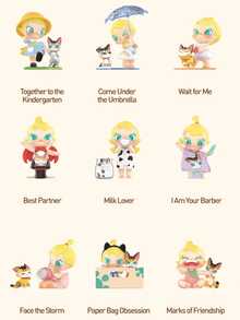 Pop Mart Labubu POPMART Molly & Tobby Series Blind Box Figurine, 12 figurine obișnuite + 1 secretă, drăguțe modele de viață cotidiană și prietenie cu pisici însoțitoare, expresii ciudate, jucărie de colecție pentru fanii POPMART, iubitori de pisici, cadou perfect pentru prieteni și iubiți - Multicolor - Vizualizare 4