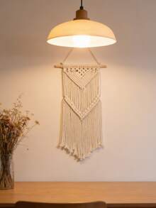 Winterdemoon 手工编织壁挂装饰，独特的几何图案搭配长流苏，大型工艺品，适合客厅、卧室、公寓装饰（图片中的挂钩仅供参考，不包含在内），家居装饰、房间装饰、墙面装饰，生日和毕业礼物 - 米色 - 查看 9