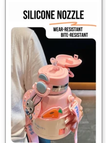 Judy Insulated Cup 600mL, Rotating Cup Sleeve, Adorable Judy Cartoon Print, SUS 316 Stainless Steel Liner, Lock Buckle, Double Leak-Proof, Pink Shoulder Strap Portable, Perfect For Daily Use, Office, Leisure, Outing, Ideal For Judy Hopps Fans, Cartoon Lovers, Young Women, Students, Office Workers, Lovely Gift For Friend/Lover - Judy - View 7