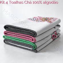 Toalhas de Chá Algodão 95x70 – Kit 4 Peças Estampas Sortidas - Visão 6
