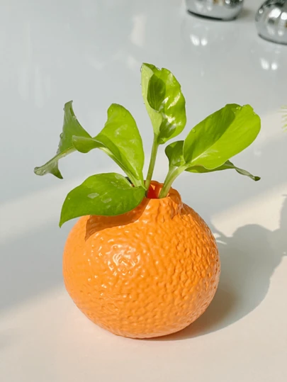 1/3pcs Orange Flower Vase Decor, Crafts Tabletop Decoration For Living Room