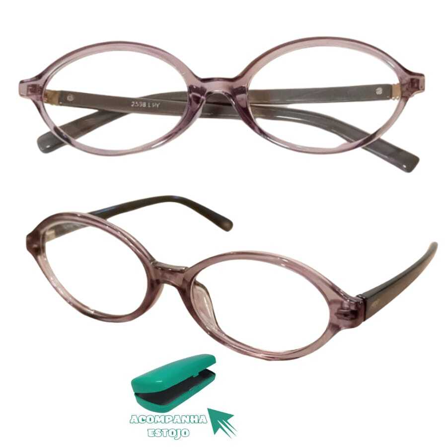 Oval Retro Vintage Blogger Eyeglass Frame - Light Grey - View 1