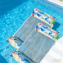 2件装成人吊床式多功能充气游泳池漂浮垫，加厚PVC防水漂浮躺椅，树叶印花设计 - 彩色 - 查看 17