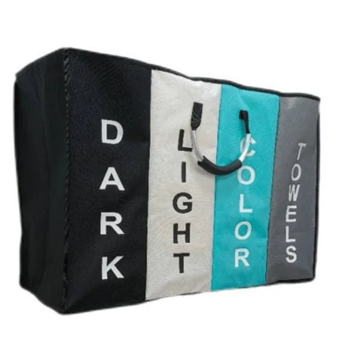 3/4 Compartment Color Zoned Laundry Basket (Dark/Light) - Large Capacity Durable Washing Basket With Sturdy Handles, Suitable For Bathroom, Bedroom Home Organization, Modern Design Transparent Material, Practical Storage