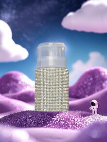 1pc 200ml Rhinestone Decorated Cosmetic Refillable Bottle, Suitable For Toner, Makeup Remover, Nail Polish Remover - Plastic Material, Independent Pump Bottle, No Electricity Required - Multicolor - View 10