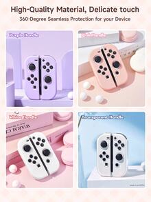 OLED/Switch NS Joy-Con 控制器保护壳 - 全套左右手柄保护套，Switch 游戏配件，保护 Joy-Con 控制器免受损坏，防油防刮，易于安装和拆卸，多种颜色可选 - 白色、黑色、紫色、透明等。