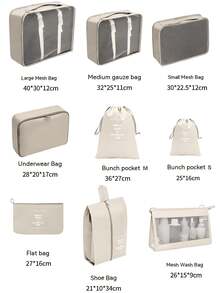 (2-7 Daysmust Arrive)9Pcs Portable Travel Storage Bag Set, Travel Packing Cubes, Letter Graphic Beige Clothes Storage Bag, Travel Organizer Set, Packing Cube Set, Suitcase Storage Bag Set, Travel Luggage Packing Organizer Bags Including Shoe Bags, Portable Travel Luggage Organizer Bags, Clothes & Shoes Storage Bags, Travel Containers, Makeup Organizer, Makeup Bag, Packing Cubes Travel, Packing Cubes, Travel Must Haves, Clothes Storage Clothes Organizer Travel Bag Set - Organize Your Clothing, Shoes, And Underwear With Ease - Perfect For Luggage And Suitcase Packing , Clothes/Underwear Bags, Dorm Room Essentials College, College Essentials, Travel Must Haves, Travel Packing Set Travel Essentials Travel Accessories Travel Bag For Vacation Holiday Back To School School Stuff Dorm Room Essentials College, Quick Ship Items, Vacation Essential, Home Essentials, Cruise Essential - 米色 - 查看 5