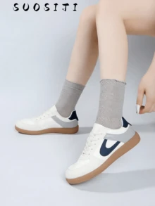 2026新款女士平底休闲舒适运动鞋 - 藍白色 - 查看 4