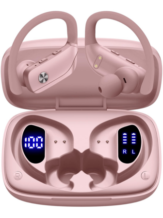 T16 Wireless Headphones EarHook Wireless Charging Case IPX5 Waterproof Earphones 48hrs Playtime Voice Control Dual LED Display Earpods ABS Plastic Bluetooth 5.0 Headphones For IOS,Android,Fitness,Vacation,Commuting