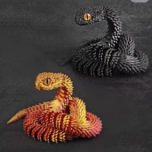 1/2/5 PCS New 3D Printed Snake With Movable Joints, Colorful Ornament For Home & Office Desktops, Suitable For Various Room Decorations; Can Be Used As Statue, Stress Relief Toy & Fidget Toy, Ideal Gift For Birthdays, New Year And Parties (Eye Color Random) - Multicolor - View 2