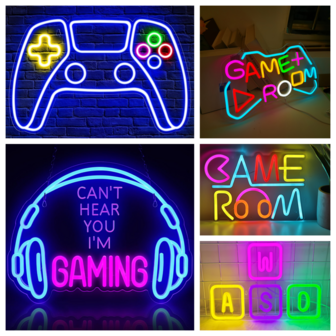 Luces LED con temática de juegos, luces de neón coloridas para la sala de juegos, decoración de pared iluminada alimentada por USB, regalo para jugadores, decoración de la habitación de los niños, decoración para fiesta de cumpleaños